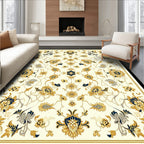 Classic Blue Gold Floral Pattern Rug