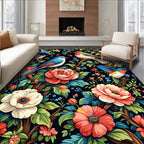 Vibrant Birds Flowers Garden Rug