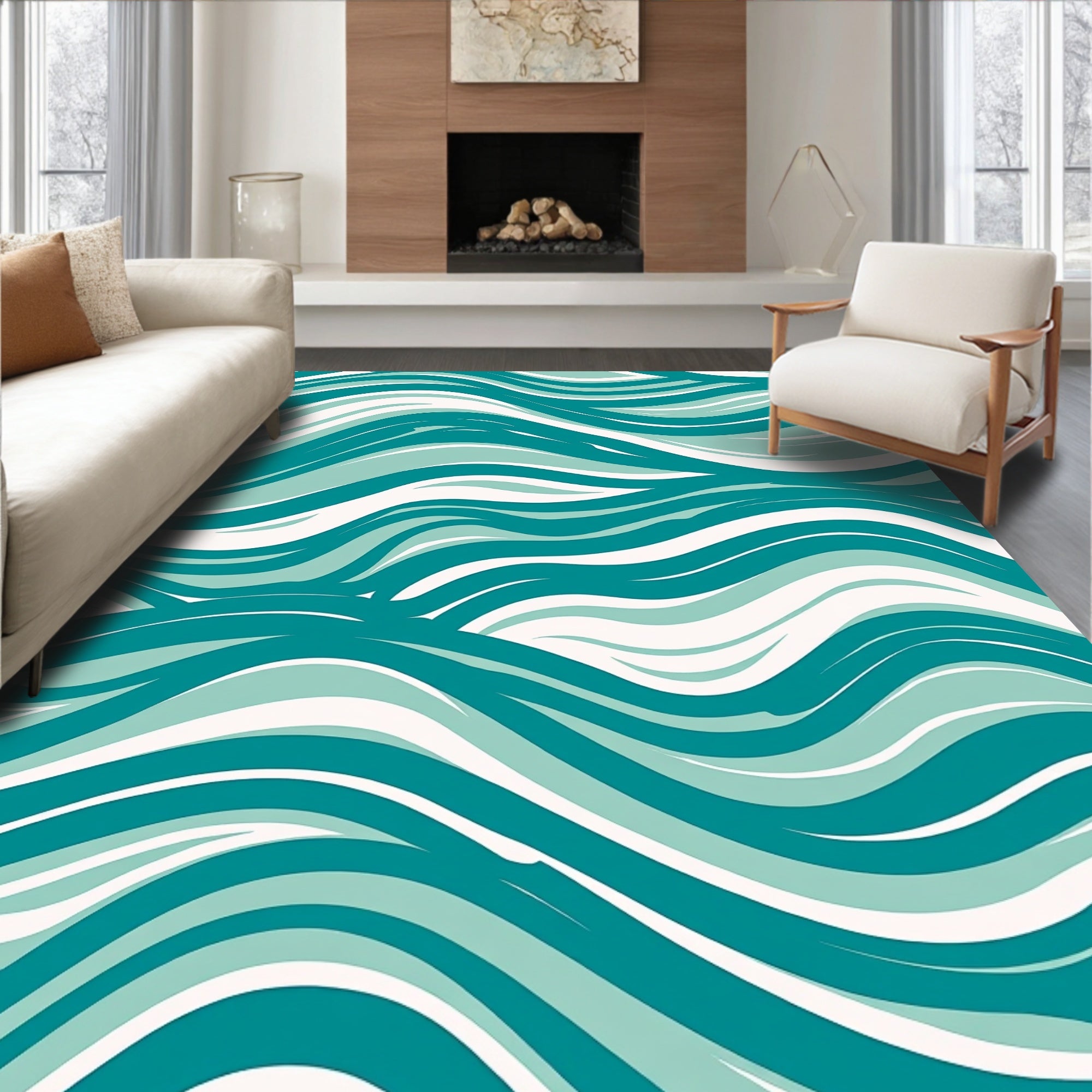 Ocean Wave Pattern Design Rug