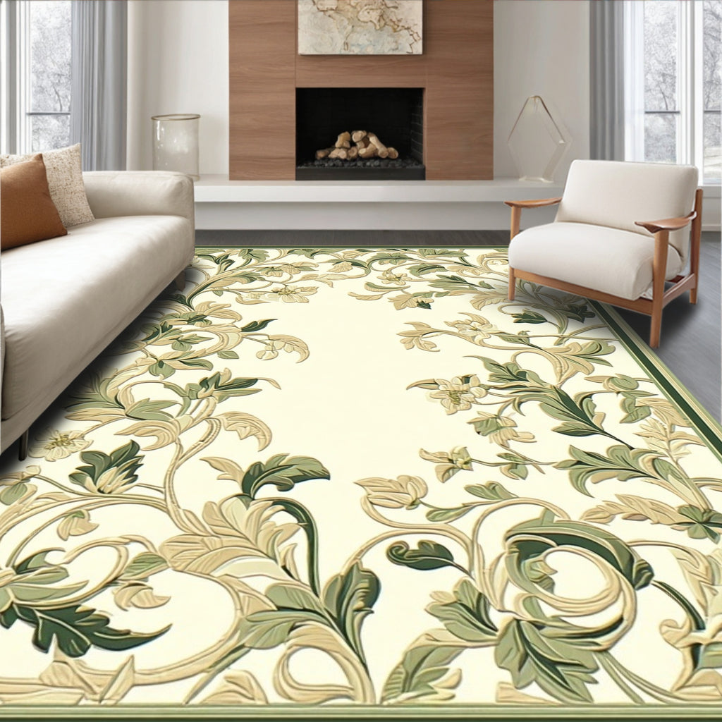 Ornate Floral Vine Pattern Rug