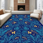 Art Nouveau Floral Blue Yellow Design Rug