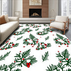 Green Pine Berry Sprig Repeating Arrangement Rug