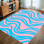 Bright Aqua Wavy Stripes Rug