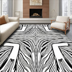 Bold Black White Striped Pattern Rug