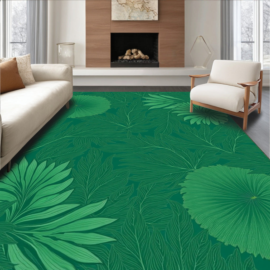 Verdant Leaf Pattern Rug