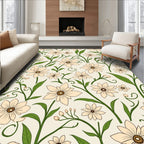 Cream Floral Vine and Leaf Design Rug