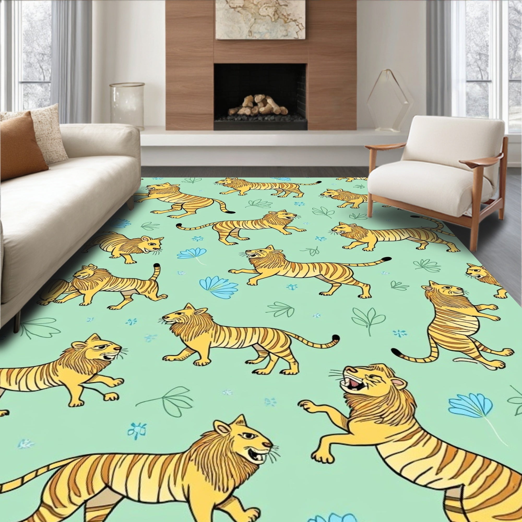 Exotic Tiger Blossom Pattern Rug