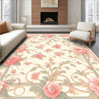Pretty Pink Floral Vines Pattern Rug