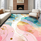 Abstract Gold Leaf Swirls Rug