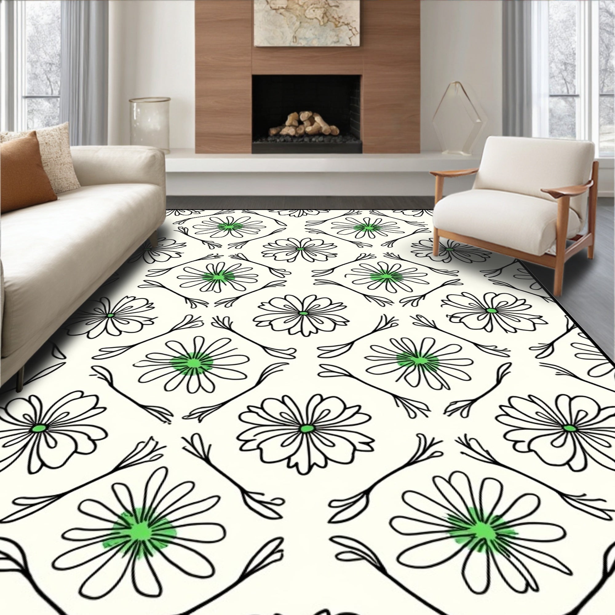 Delicate Floral Pattern Rug