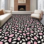 Floral Whimsical Pink Cream Pattern Rug