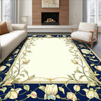 Art Nouveau Floral Vines Dark Blue Rug