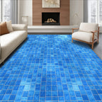 Ocean Blue Tiled Pattern Rug
