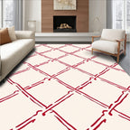 Crimson Interlocking Diamond Geometric Rug