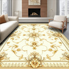 Ornate Floral Golden Cream Patterned Rug