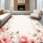 Pink Blossom Floral Vine Pattern Rug