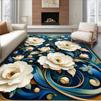 Opulent Floral Scroll Pattern Design Rug