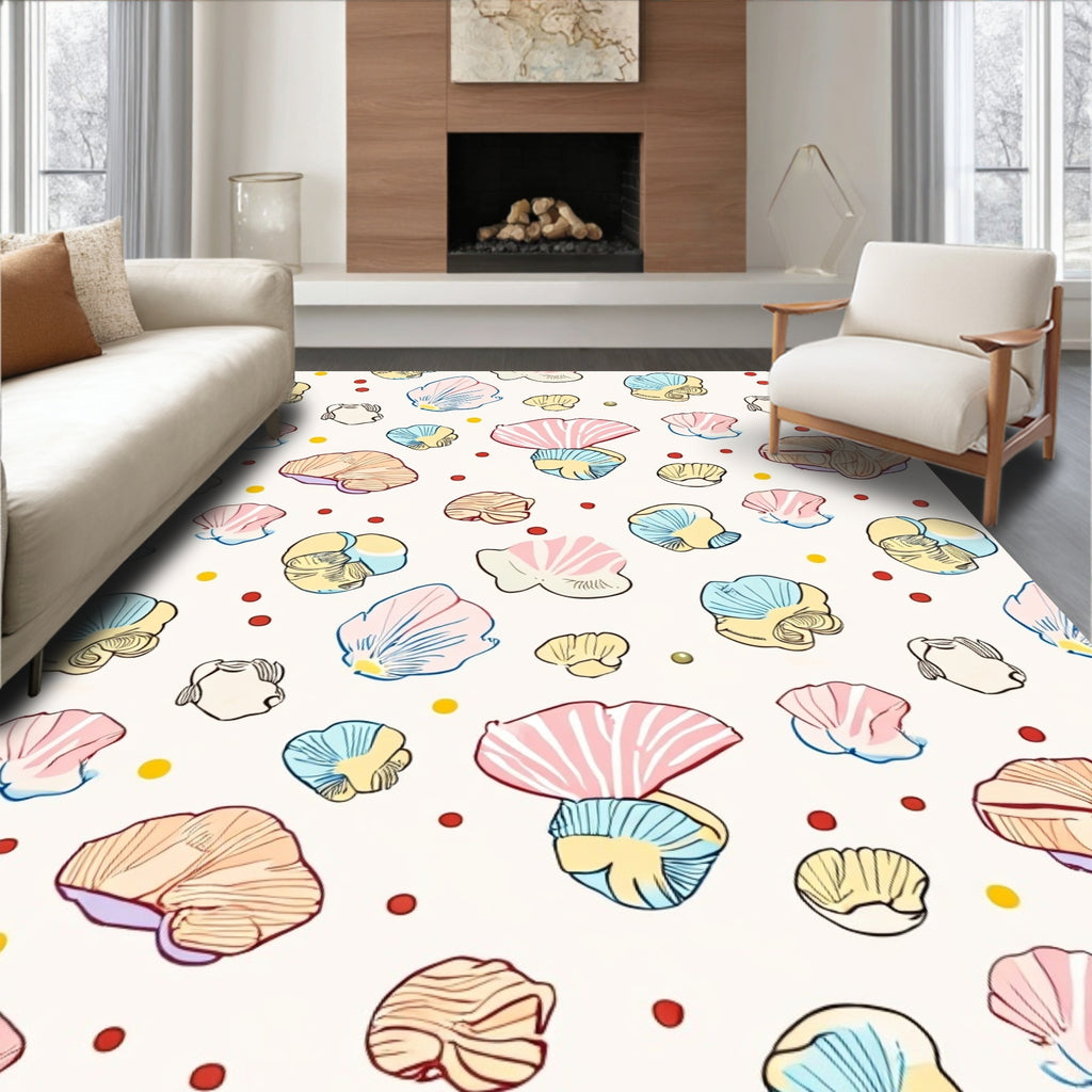 Playful Shell Design With Dots Rug