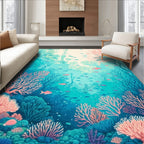 Underwater Coral Reef Fish Pattern Rug