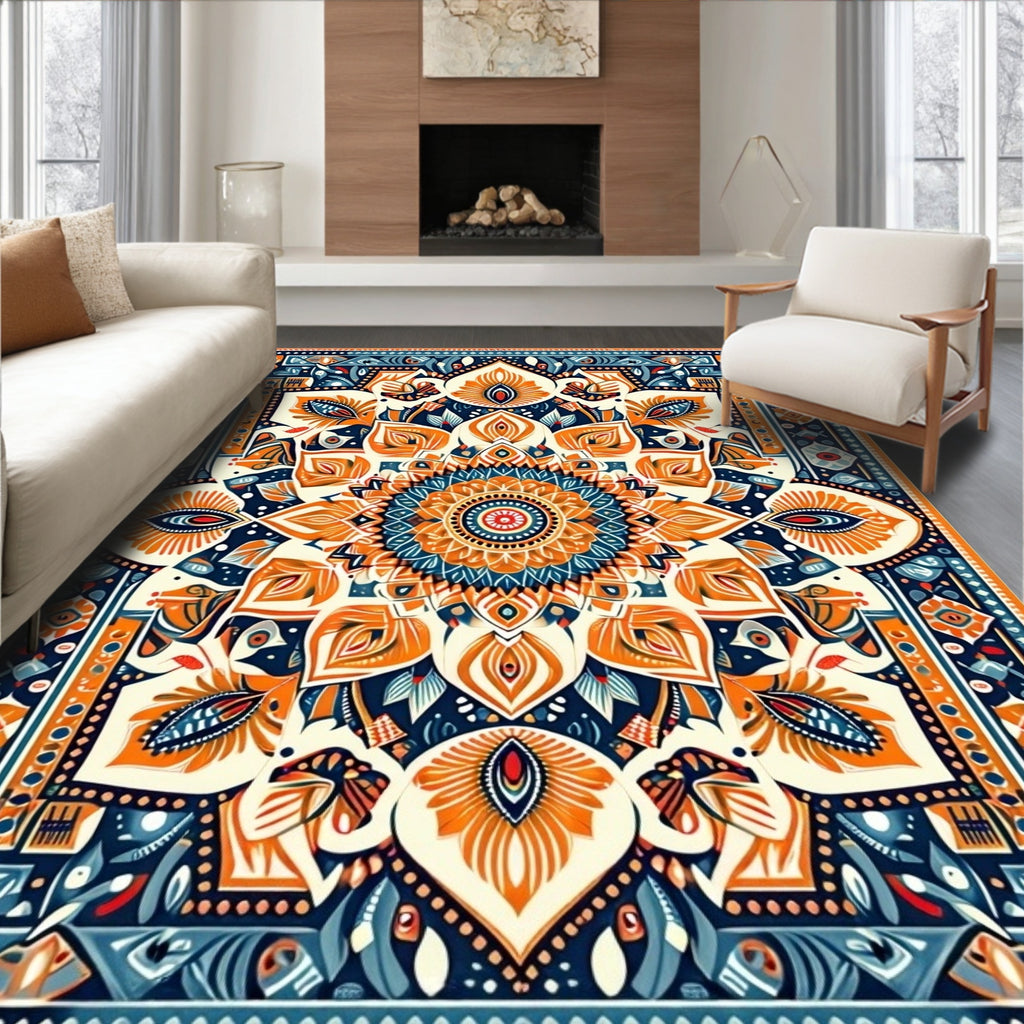 Intricate Mandala Floral Pattern Rug