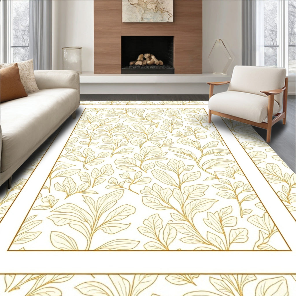 Golden Branch Outline Botanical Rug