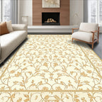 Cream Gold Floral Vine Scroll Rug