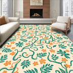 Whimsical Floral Vine Patterned Rug