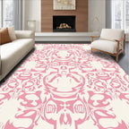 Pink Floral Symmetrical Ornament Rug