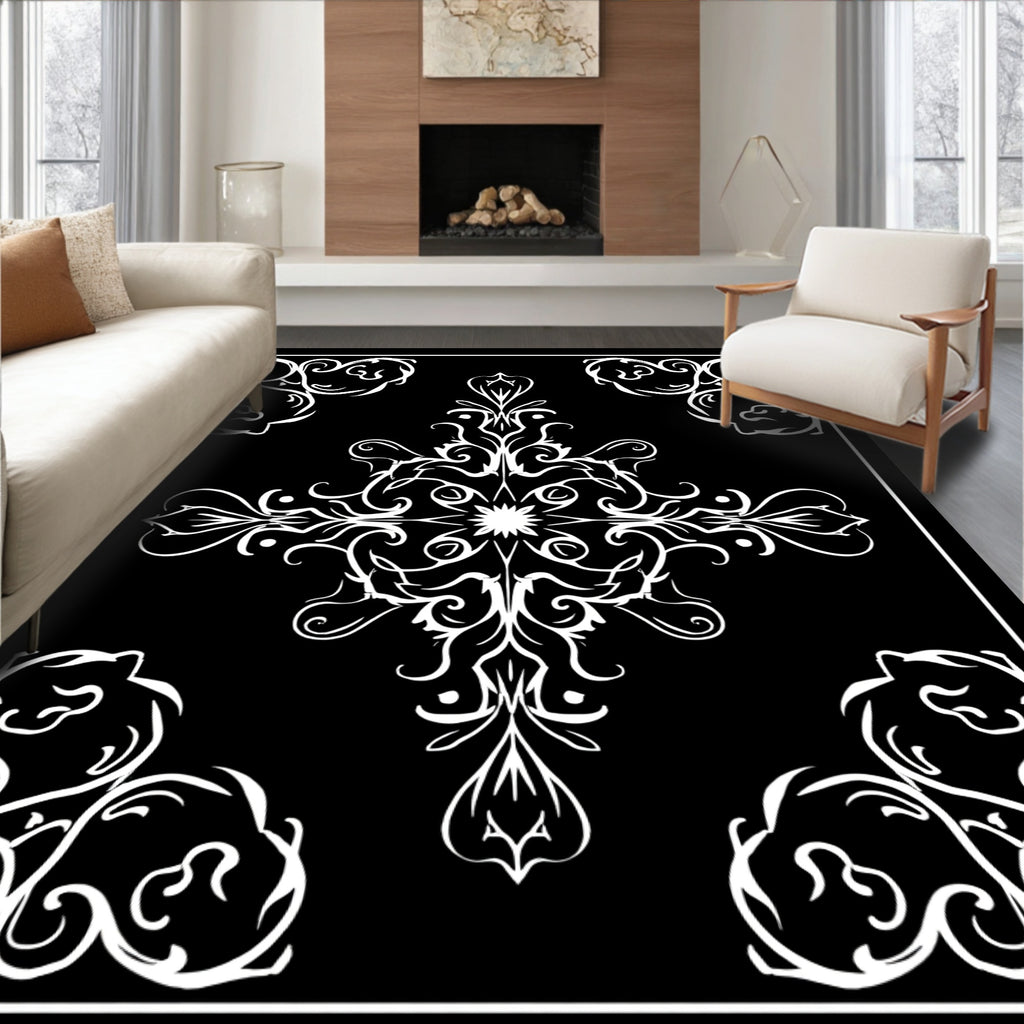 Ornate Floral Scrollwork Pattern Rug