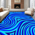 Vibrant Blue Swirl Pattern Design Rug