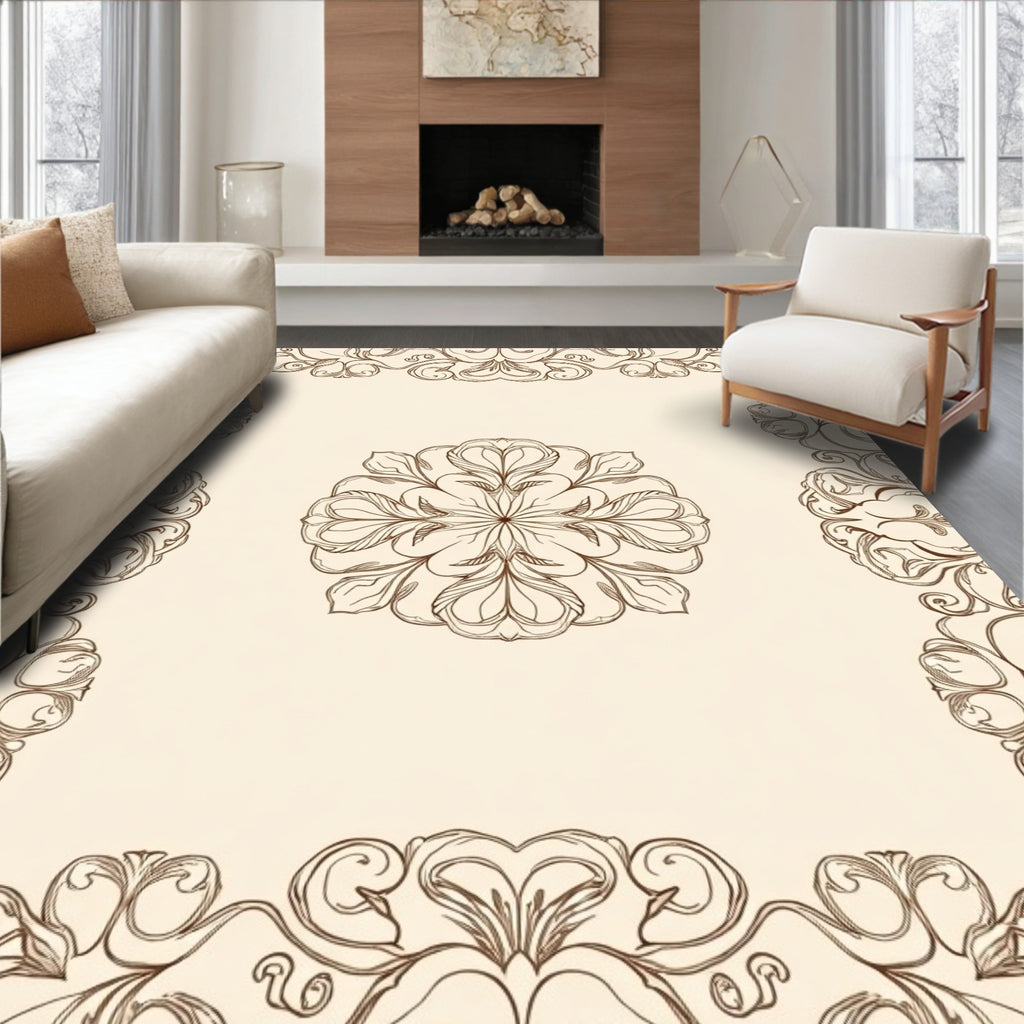 Classic Floral Medallion Border Design Rug
