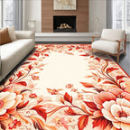 Vibrant Floral Vine Border Design Rug