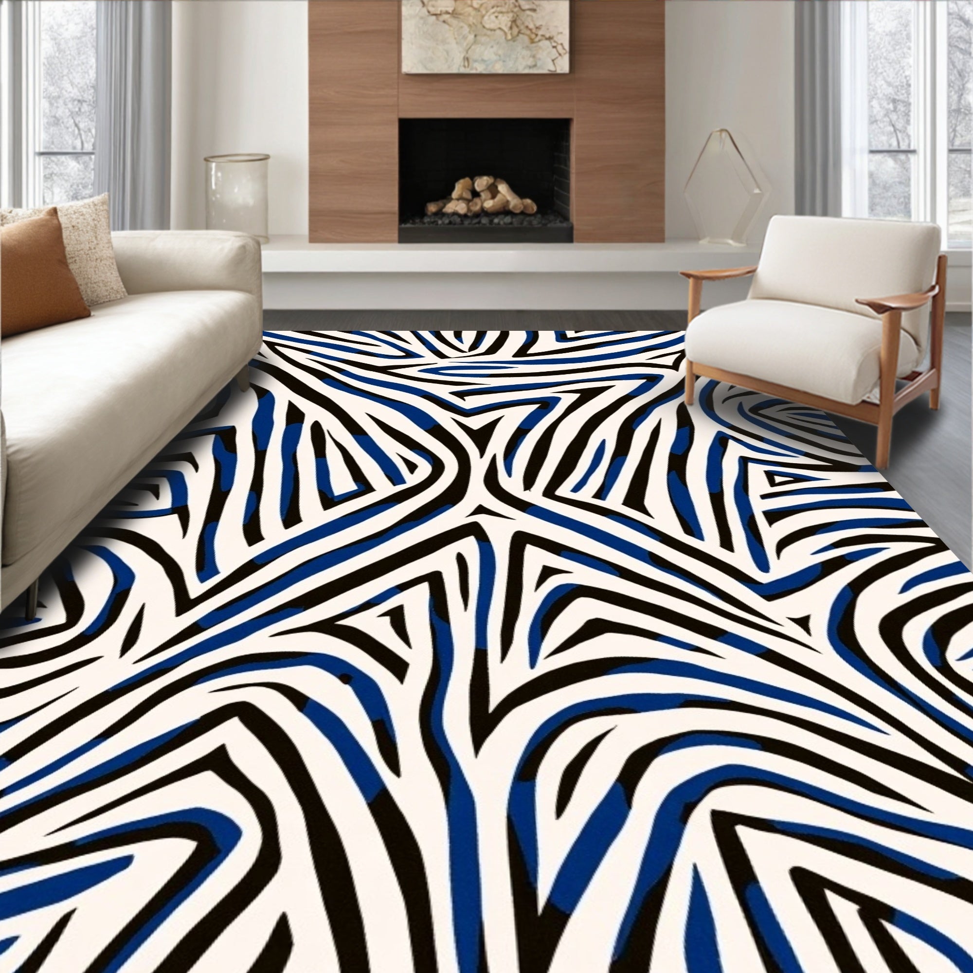 Bold Abstract Zebra Stripe Design Rug