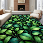 Lush Greenery Leaf Pattern Rug