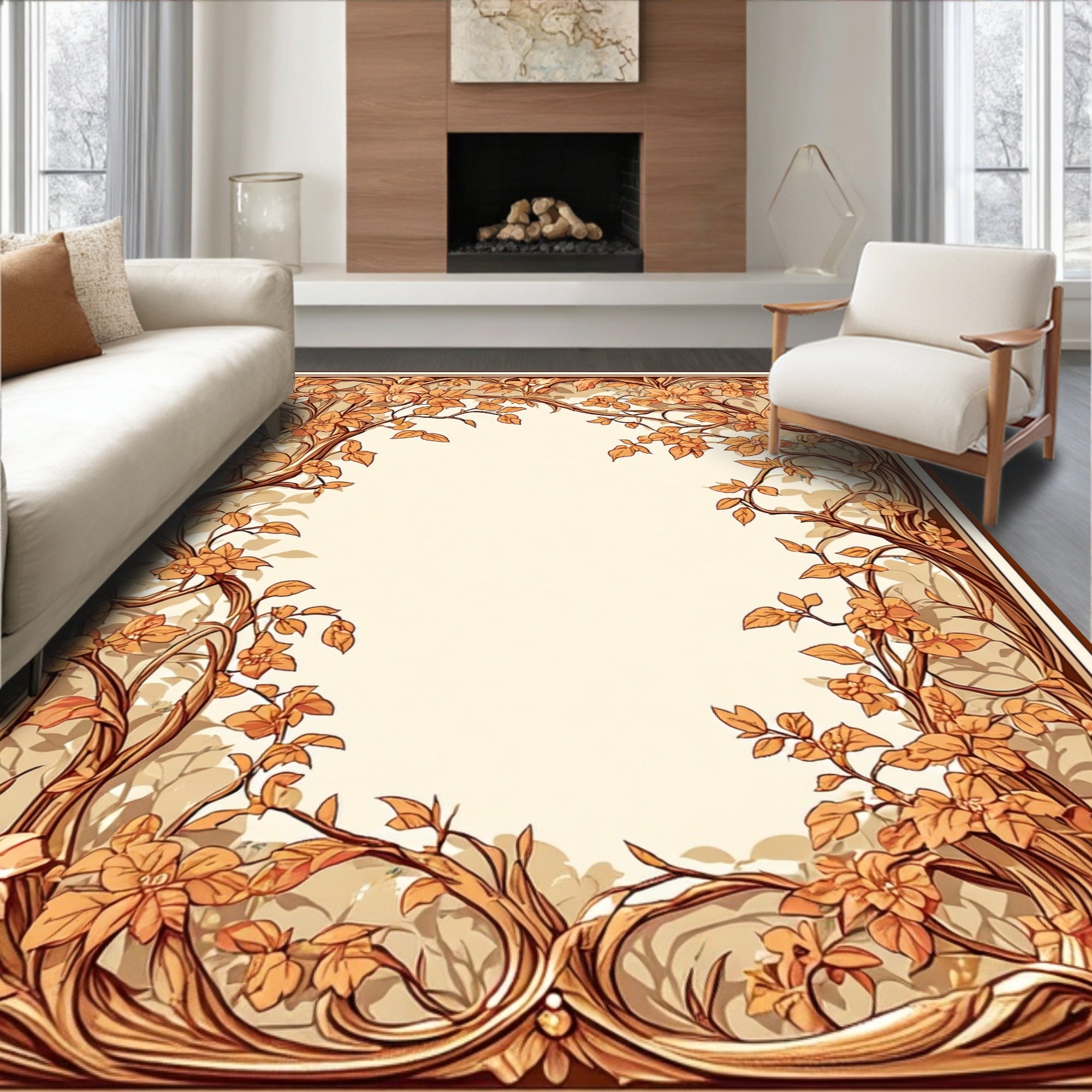 Art Nouveau Floral Vine Design Rug