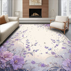 Purple Floral Vines Border Design Rug