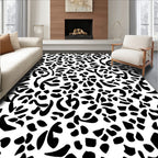 Abstract Black Print Pattern Rug