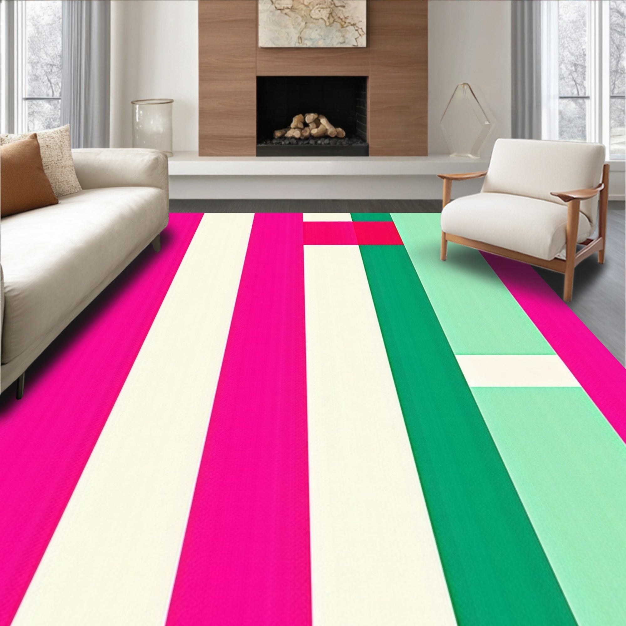Bold Vertical Stripes With Bright Accents Rug