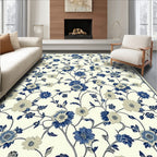 Vintage Blue Cream Floral Vines Rug
