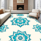 Turquoise Floral Medallion Pattern Rug