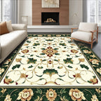 Classic Floral Vines Cream Border Rug