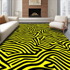 Bold Yellow Black Abstract Curve Rug