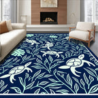 Coastal Turtles Leafy Vines Design Rug