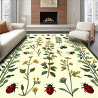 Whimsical Bees and Ladybugs Garden Print Rug