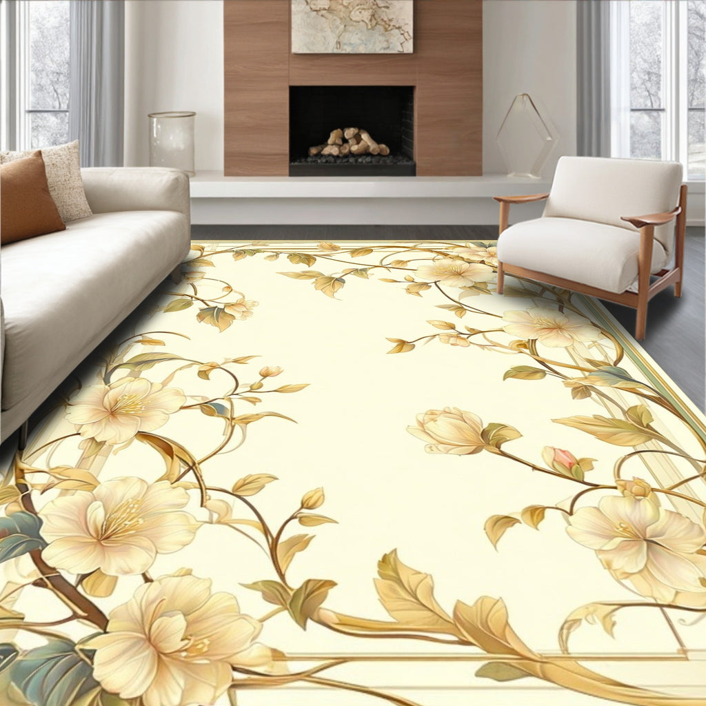 Elegant Floral Vine Art Nouveau Rug