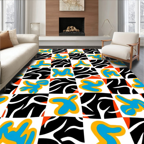 Abstract Organic Shape Checkerboard Rug