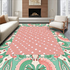 Coral Teal Floral Boho Pattern Rug