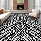 Monochromatic Abstract Geometric Tribal Design Rug