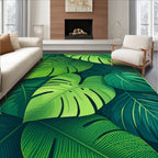 Tropical Green Leaf Pattern Rug