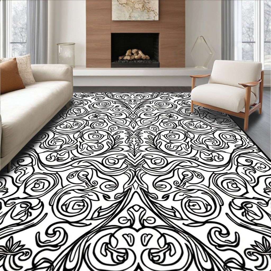 Ornate Floral Vine Pattern Rug
